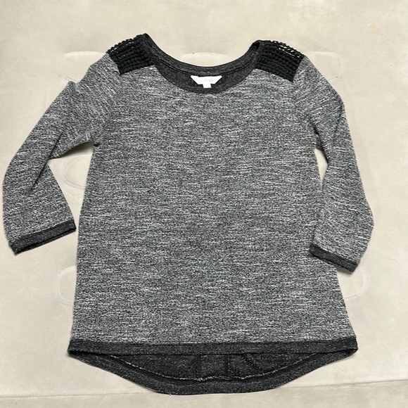 Charming Charlie grey with black pullover sweater, Cotton lace trim, size M - Picture 1 of 10